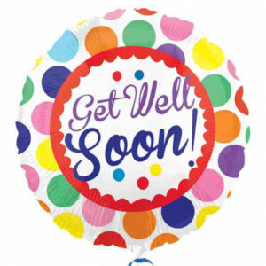 Balón fóliový Get Well Soon! s bodkami 43cm