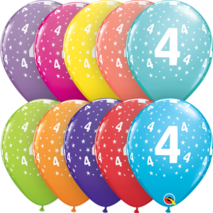 Balóny "4" pastelové mix farieb 30cm 6ks