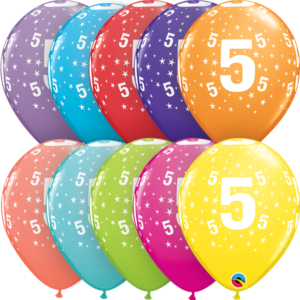 Balóny "5" pastelové mix farieb 30cm 6ks