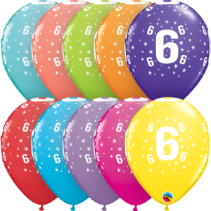Balóny "6" pastelové mix farieb 30cm 6ks