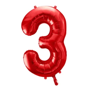 Balón fóliový "3" červený 86cm