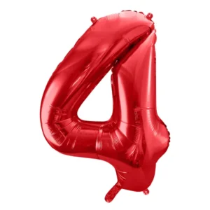 Balón fóliový "4" červený 86cm