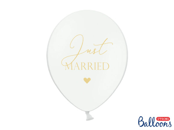 Balóny Just Married biele 30cm 6ks