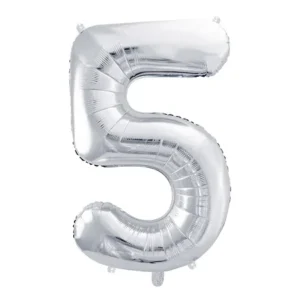 Balón fóliový "5" strieborný 58x86cm