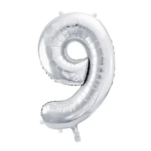 Balón fóliový "9" strieborný 63x86cm