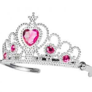 Tiara strieborná s ružovými kamienkami