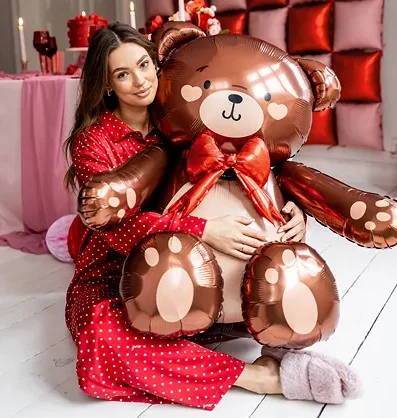 Balón fóliový stojaci Macko s mašľou 112x100cm