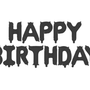 Balón fóliový Happy Birthday nápis čierny 340x35cm