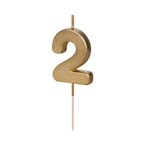 Sviečka "2" zlatá 4,5cm