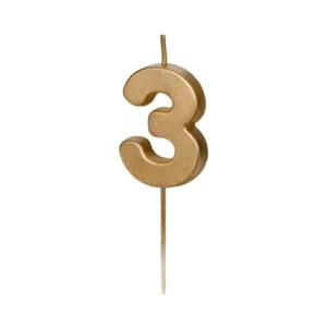 Sviečka "3" zlatá 4,5cm