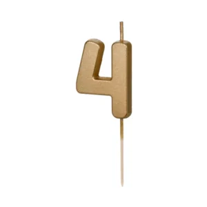 Sviečka "4" zlatá 4,5cm