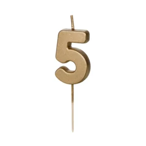 Sviečka "5" zlatá 4,5cm