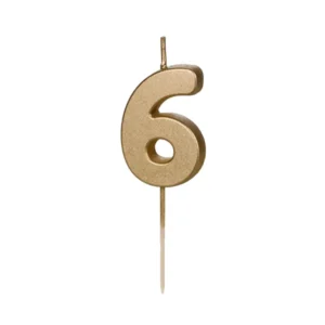 Sviečka "6" zlatá 4,5cm