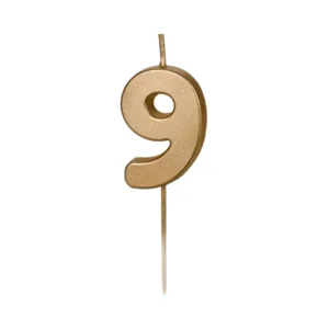 Sviečka "9" zlatá 4,5cm