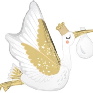 Balón fóliový Bocian bielo-zlatý 88cm