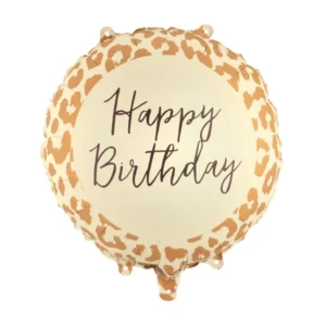 Balón fóliový Happy Birthday leopardí vzor 45x45cm