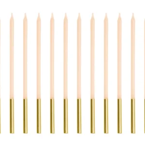 Sviečky krémovo-zlaté 14cm, 12ks