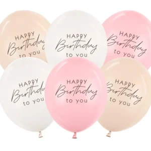 Balóny Happy Birthday ružový mix 6ks,30cm